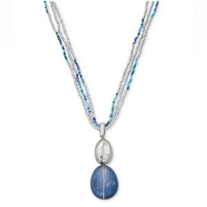 Style & Co Stone & Seed Bead Multi-Chain Pendant Necklace 17" + 3" extender
